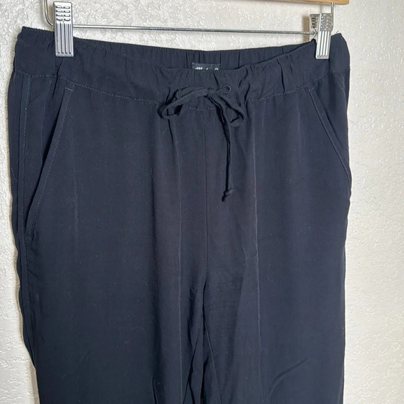 Madewell Womens Black XS Pants Elastic Tie Front Waist Pockets Side Slit Ankle - Picture 3 of 9